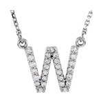 Diamond Initial Necklace — Initial W, 14k White Gold
