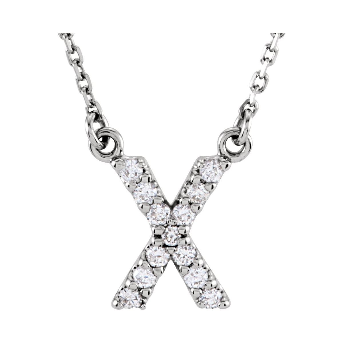 Diamond Initial Necklace — Initial X, 14k White Gold