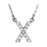 Diamond Initial Necklace — Initial X, 14k White Gold