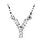 Diamond Initial Necklace — Initial Y, 14k White Gold