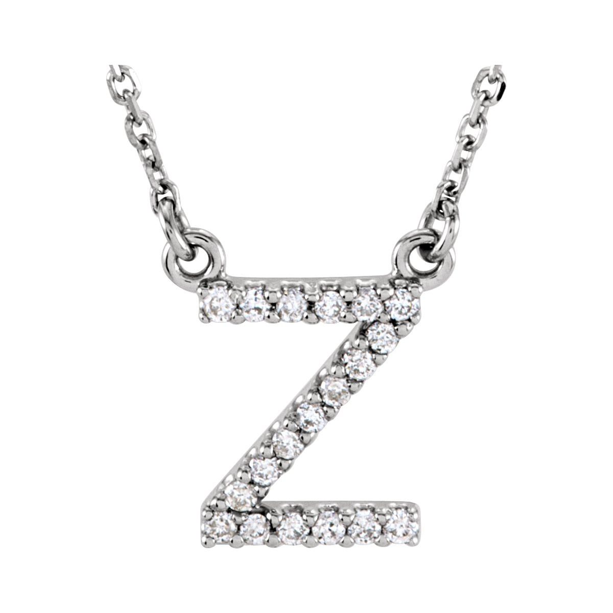 Diamond Initial Necklace — Initial Z, 14k White Gold