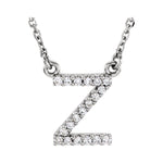 Diamond Initial Necklace — Initial Z, 14k White Gold