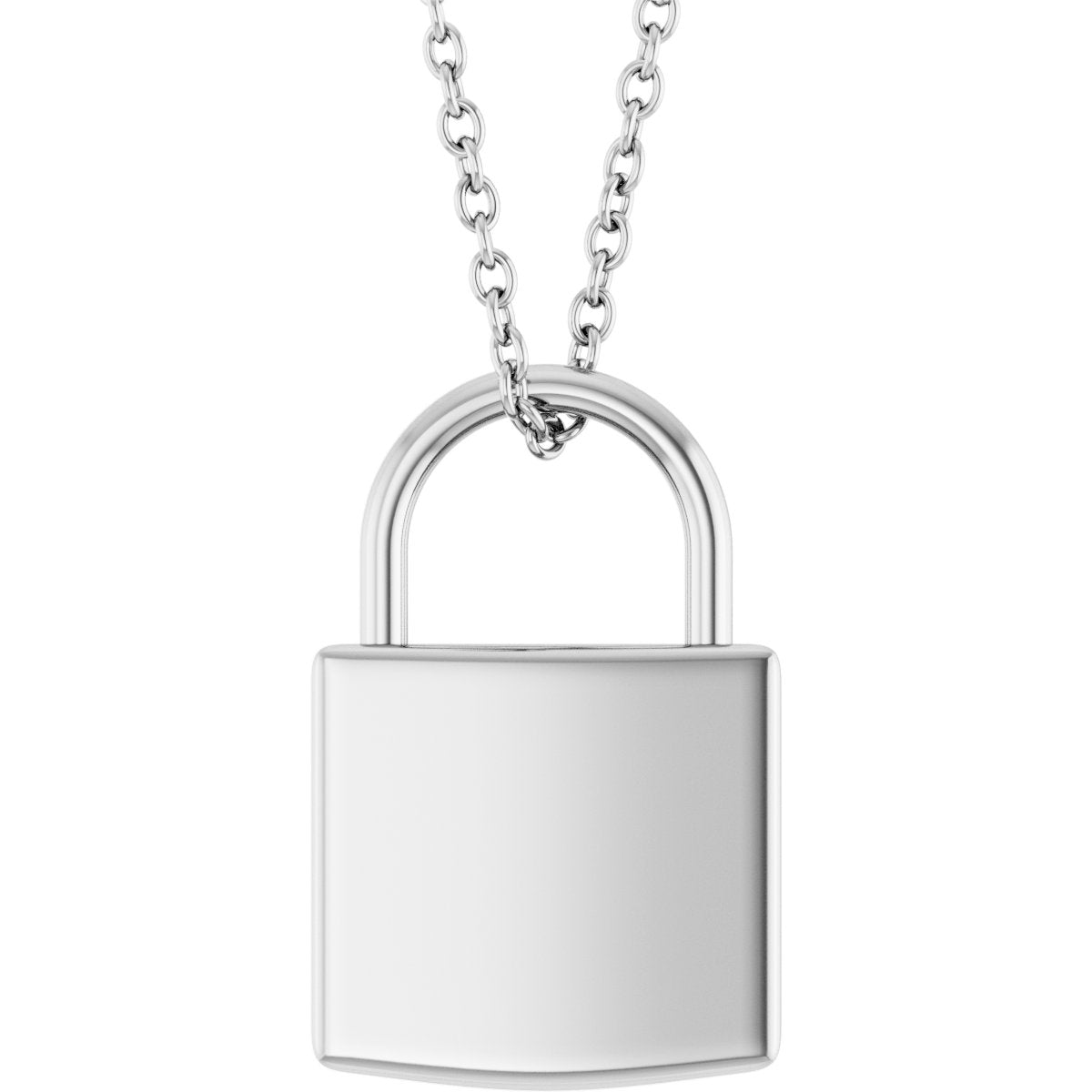 Love Lock Necklace — Lock Size 15 x 9.7 mm, 14k White Gold
