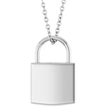 Love Lock Necklace — Lock Size 15 x 9.7 mm, 14k White Gold
