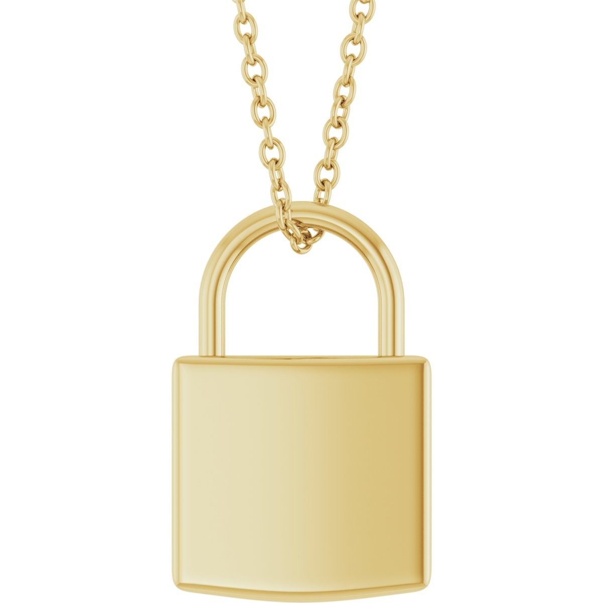 Love Lock Necklace — Lock Size 15 x 9.7 mm, 14k Yellow Gold