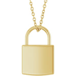 Love Lock Necklace — Lock Size 15 x 9.7 mm, 14k Yellow Gold