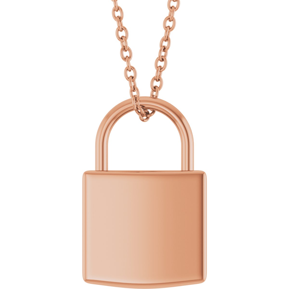 Love Lock Necklace — Lock Size 15 x 9.7 mm, 14k Rose Gold