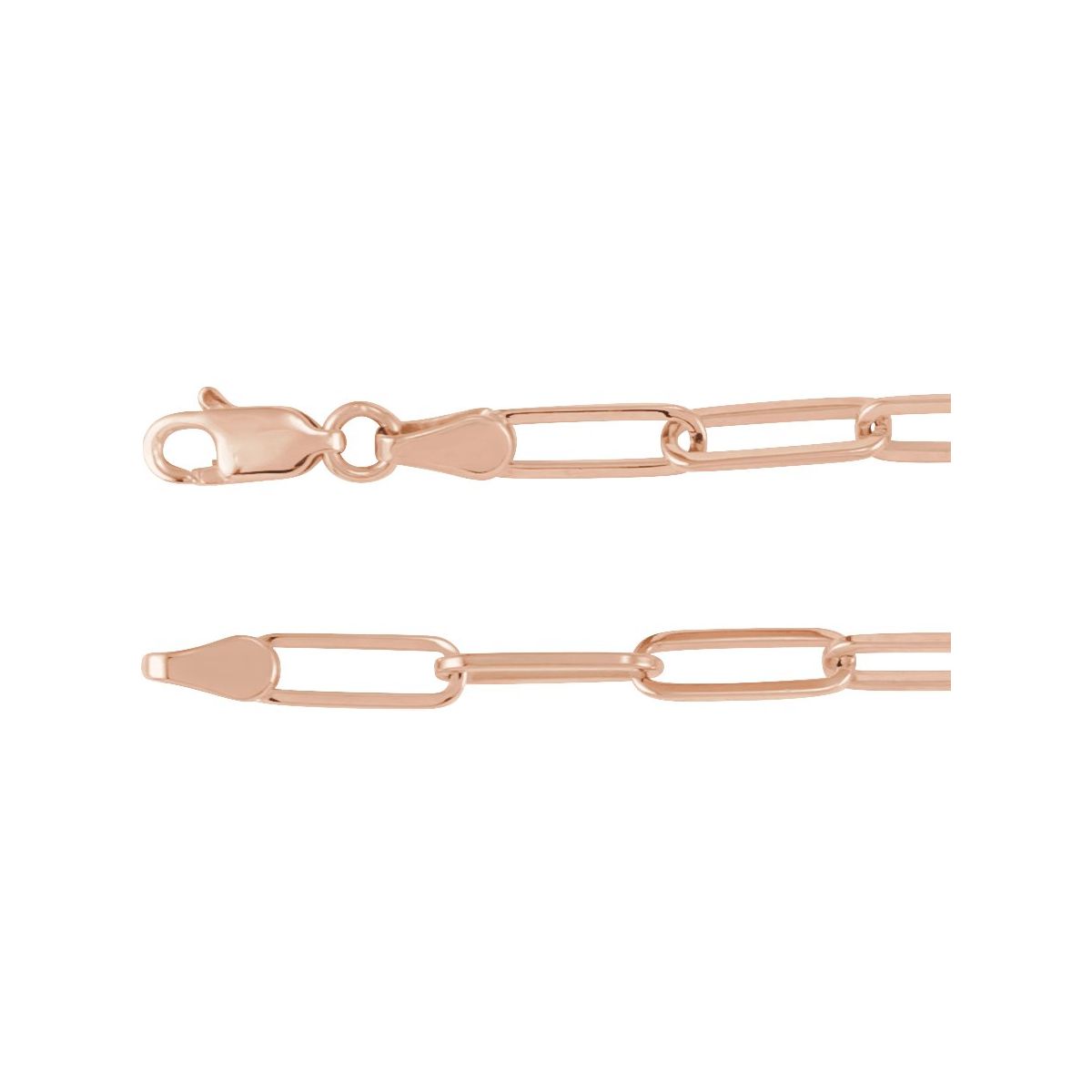 3.85 mm Paperclip-Style Chain in 14k Rose Gold