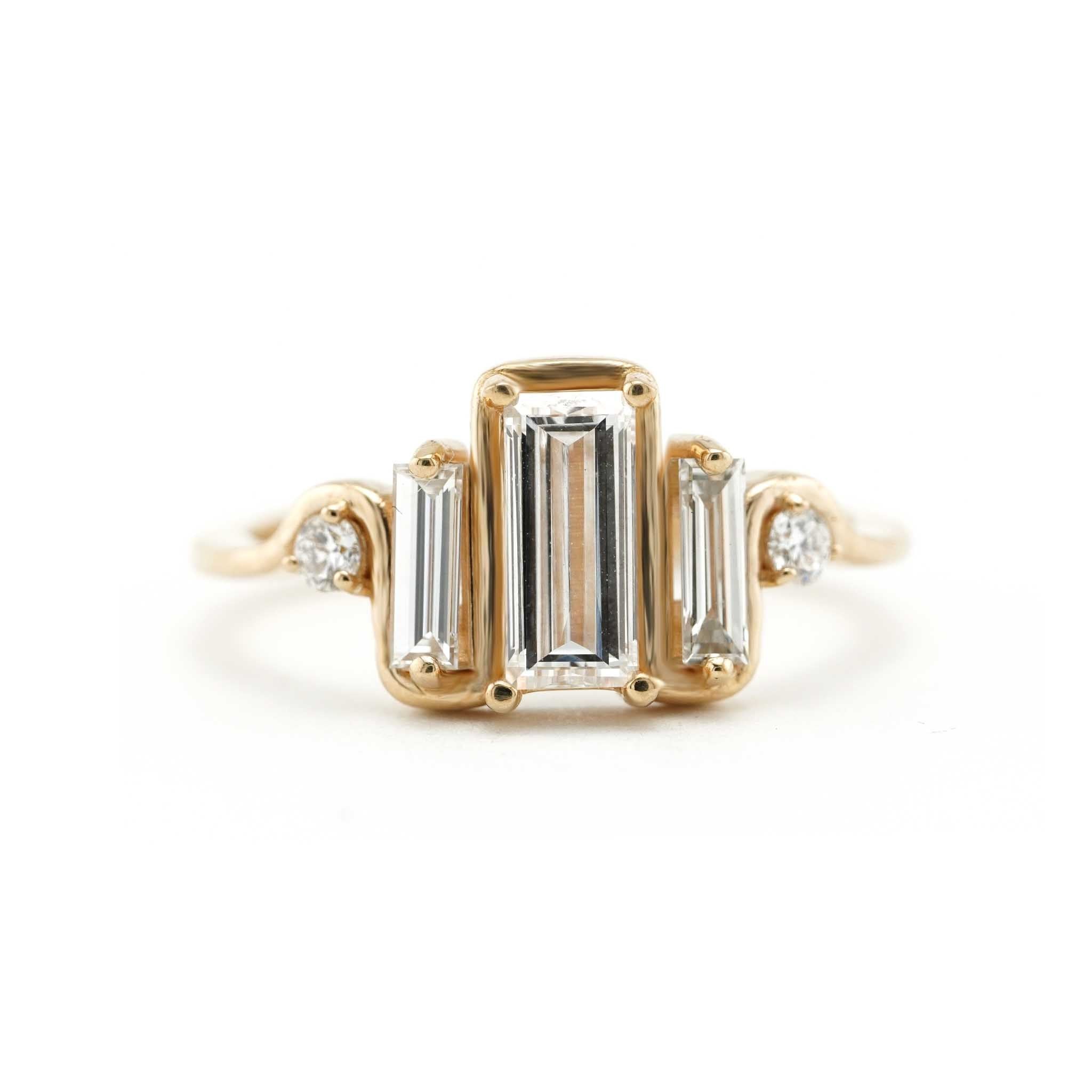 14k Yellow Gold Baguette Lab-Grown Diamond Ring