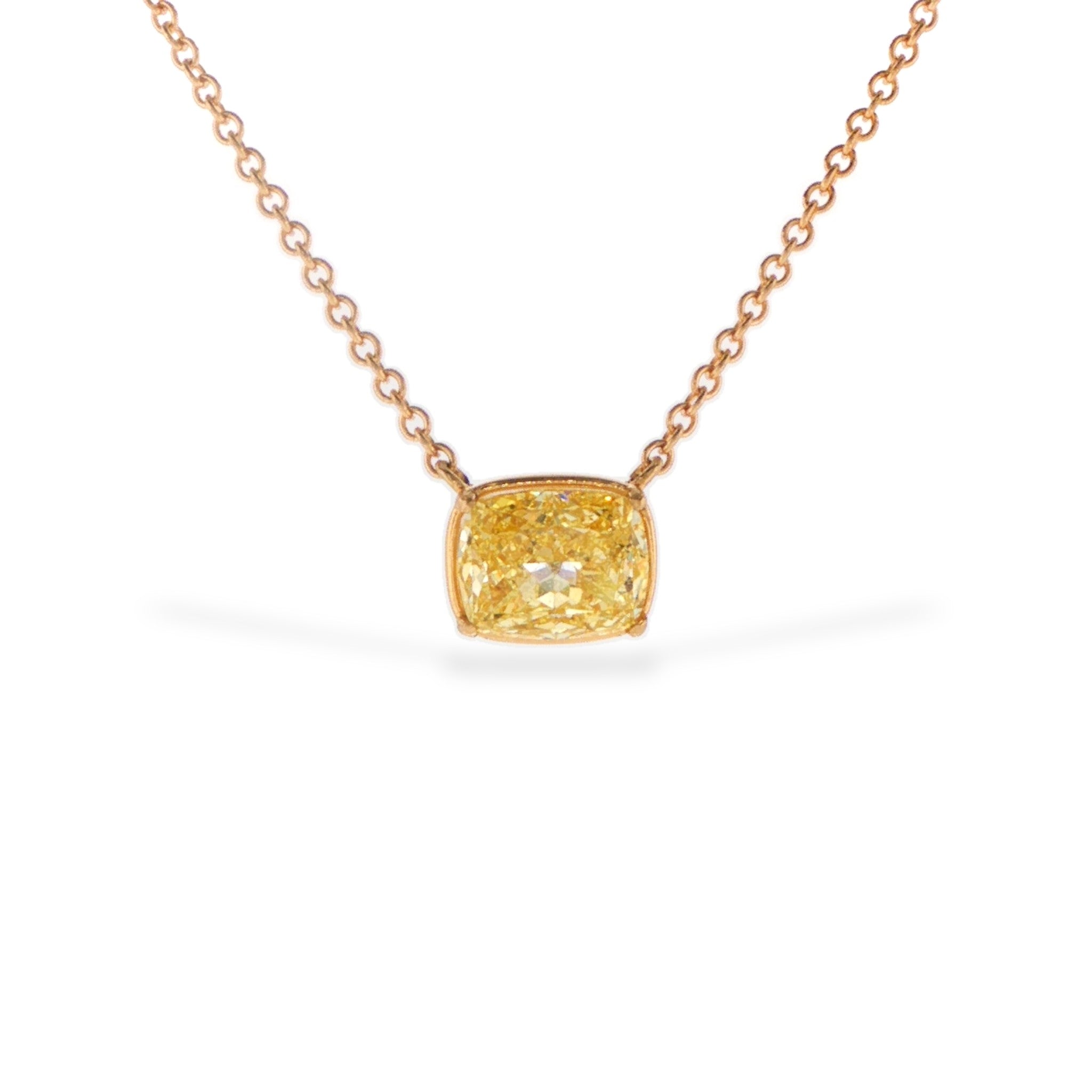 14k Yellow Gold Cushion Modified Lab-Grown Diamond Pendant