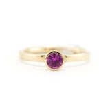14k Yellow Gold Round Pink Sapphire Ring — view 2