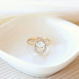 Vintage Inspired Halo Oval Diamond Ring