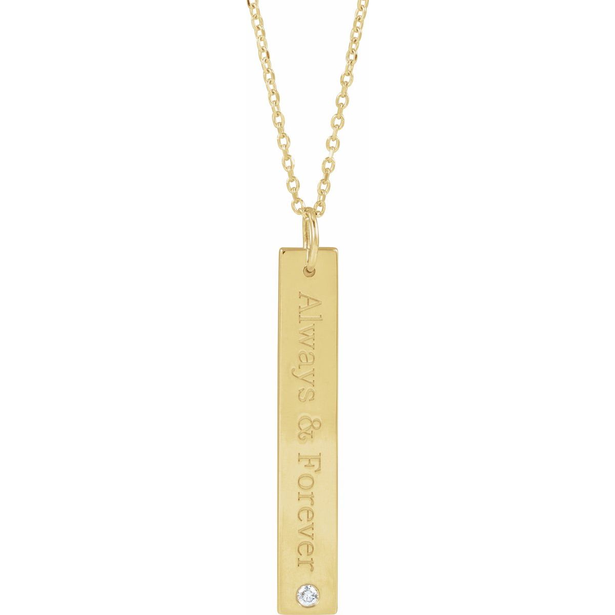 Diamond Engraved Bar Necklace