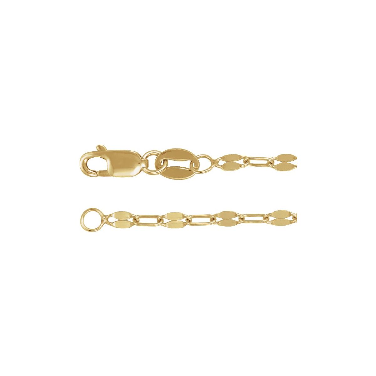 2.5 mm Paperclip-Style Keyhole Chain in 14k Yellow Gold-Filled