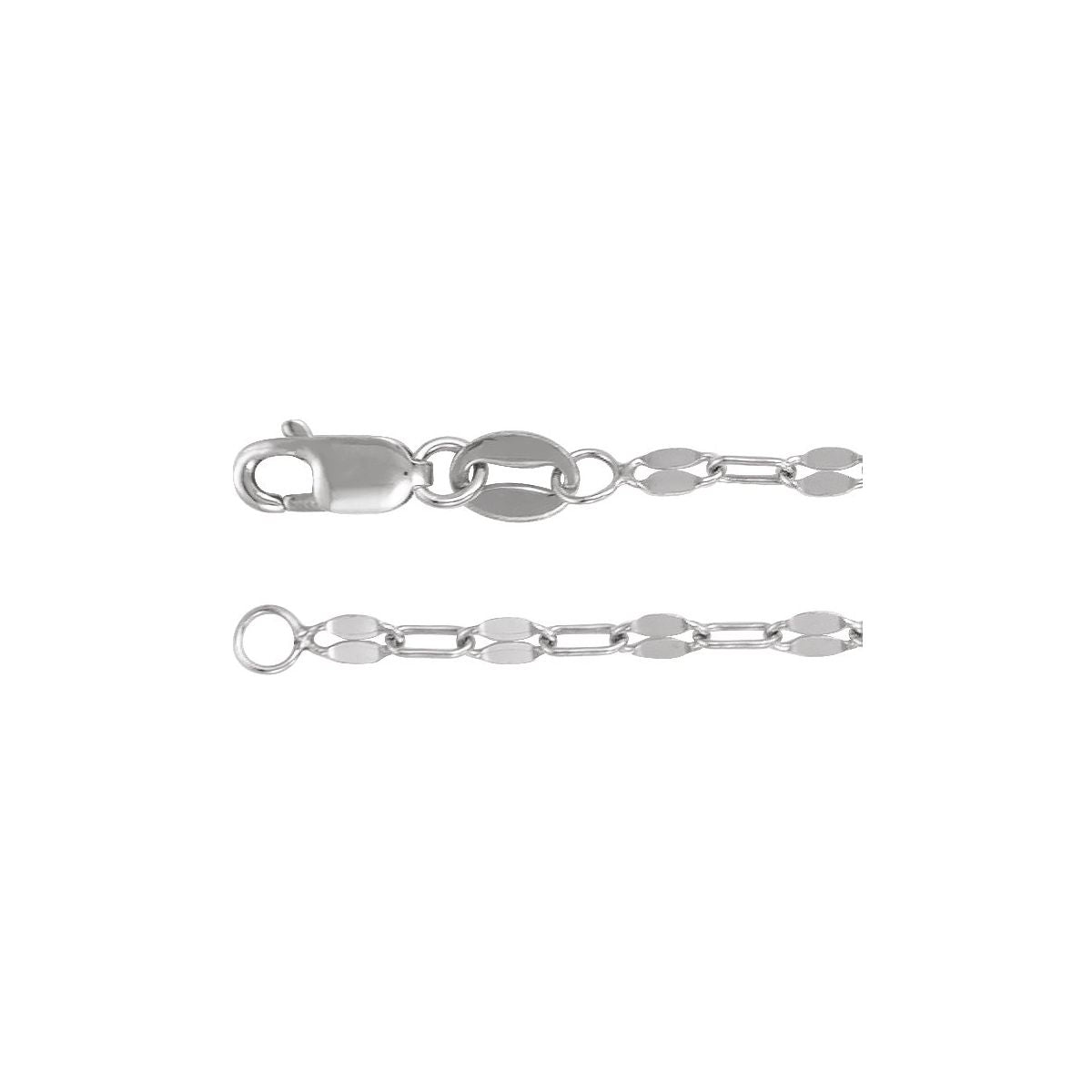 2.5 mm Paperclip-Style Keyhole Chain in Sterling Silver
