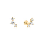 Lab-Grown Diamond Curved Triple Cluster Stud