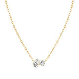Invisible-Set Pear & Round Diamond Necklace