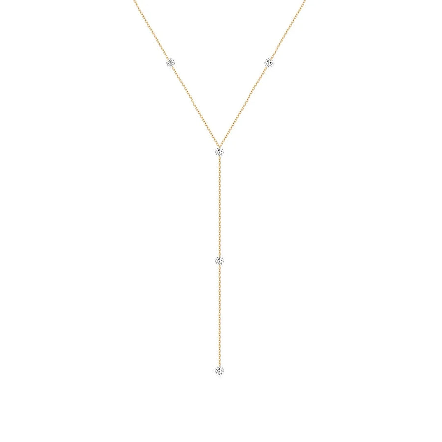 Floating Drilled Diamond Lariat Necklace
