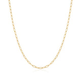 Modern Fine Elongated Link Necklace in Yellow Gold
