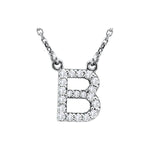 Diamond Initial Necklace — Initial B, 14k White Gold