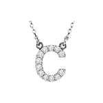 Diamond Initial Necklace — Initial C, 14k White Gold