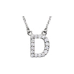 Diamond Initial Necklace — Initial D, 14k White Gold
