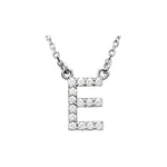Diamond Initial Necklace — Initial E, 14k White Gold