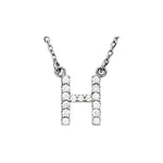 Diamond Initial Necklace — Initial H, 14k White Gold