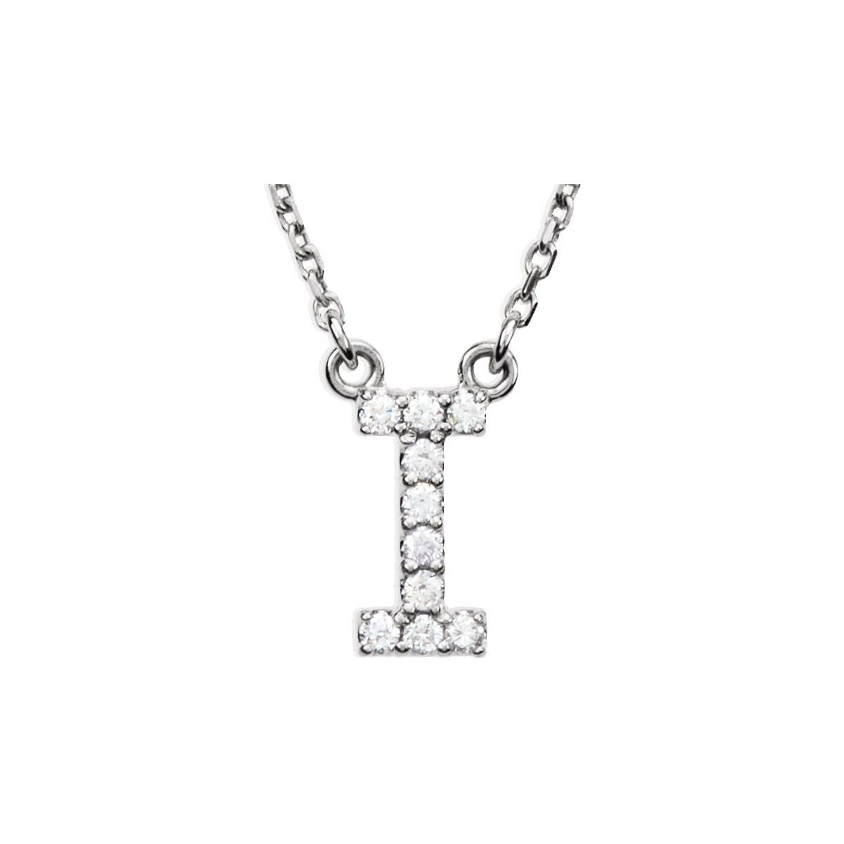 Diamond Initial Necklace — Initial I, 14k White Gold