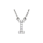 Diamond Initial Necklace — Initial I, 14k White Gold