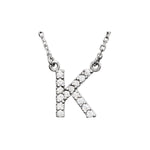 Diamond Initial Necklace — Initial K, 14k White Gold