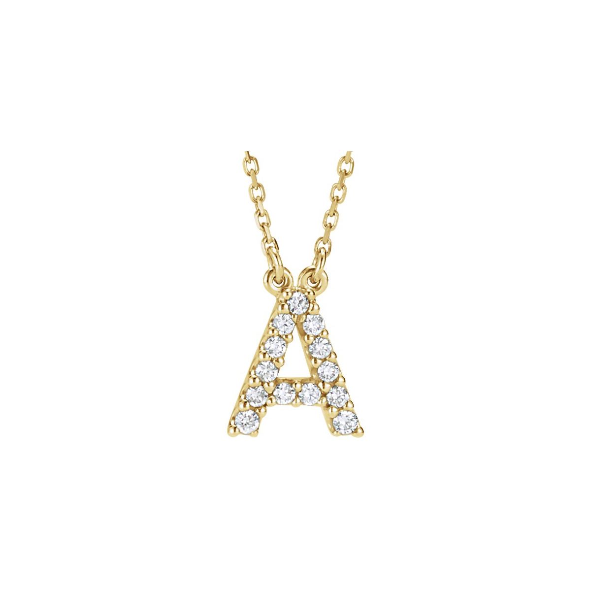 Diamond Initial Necklace — Initial A, 14k Yellow Gold