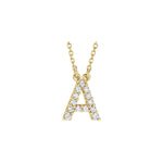 Diamond Initial Necklace — Initial A, 14k Yellow Gold