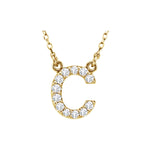 Diamond Initial Necklace — Initial C, 14k Yellow Gold