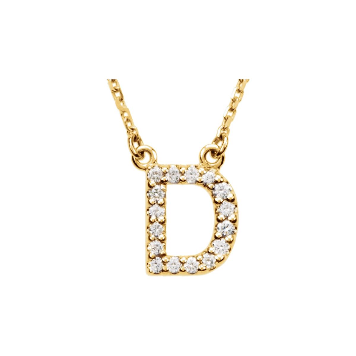 Diamond Initial Necklace — Initial D, 14k Yellow Gold