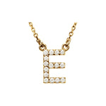 Diamond Initial Necklace — Initial E, 14k Yellow Gold