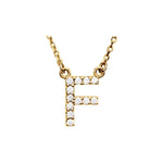 Diamond Initial Necklace — Initial F, 14k Yellow Gold