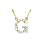 Diamond Initial Necklace — Initial G, 14k Yellow Gold
