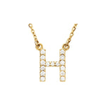 Diamond Initial Necklace — Initial H, 14k Yellow Gold