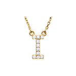 Diamond Initial Necklace — Initial I, 14k Yellow Gold