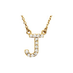 Diamond Initial Necklace — Initial J, 14k Yellow Gold