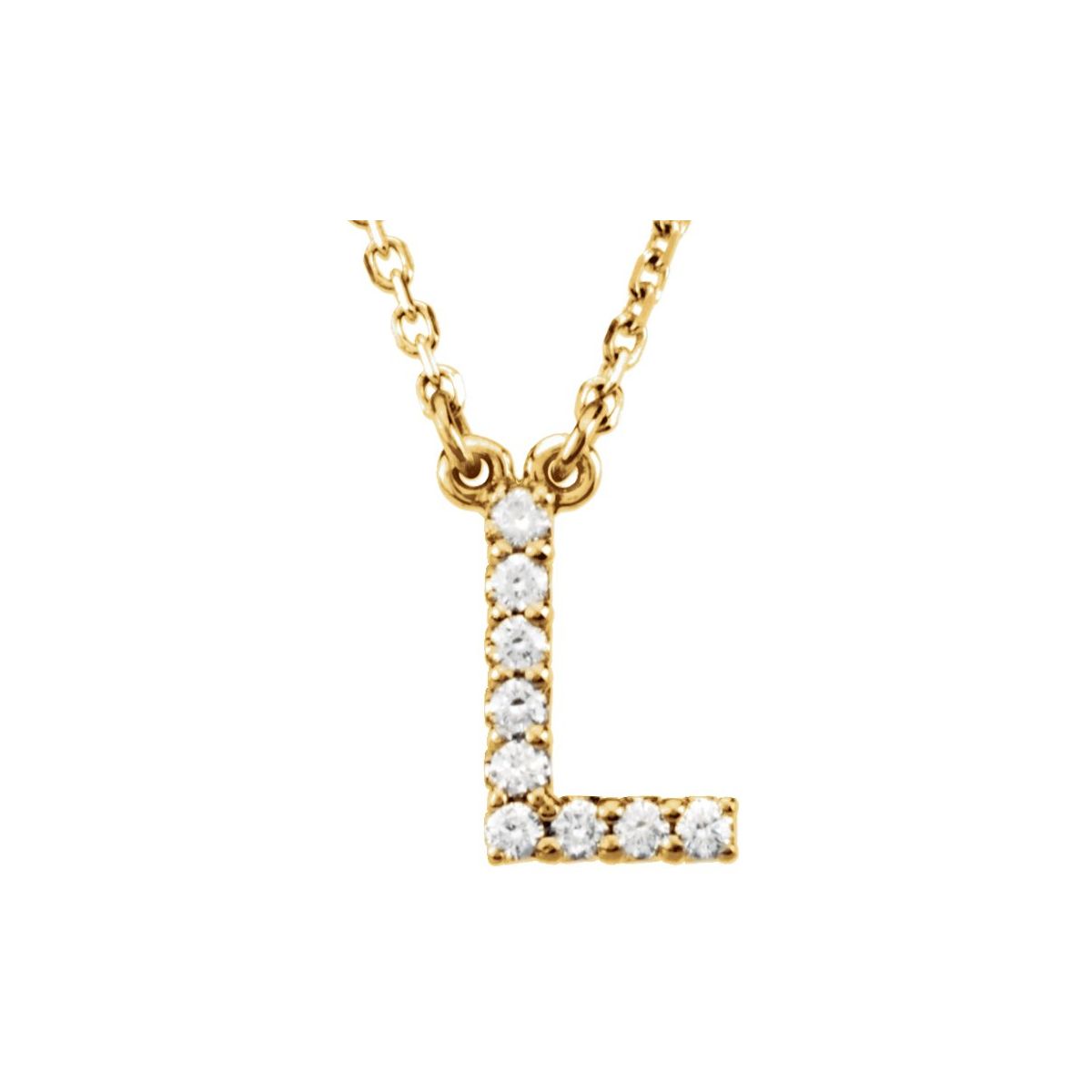 Diamond Initial Necklace — Initial L, 14k Yellow Gold