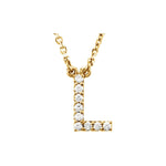 Diamond Initial Necklace — Initial L, 14k Yellow Gold