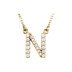 Diamond Initial Necklace — Initial N, 14k Yellow Gold