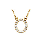 Diamond Initial Necklace — Initial O, 14k Yellow Gold