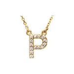 Diamond Initial Necklace — Initial P, 14k Yellow Gold