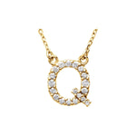 Diamond Initial Necklace — Initial Q, 14k Yellow Gold