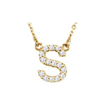 Diamond Initial Necklace — Initial S, 14k Yellow Gold