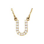 Diamond Initial Necklace — Initial U, 14k Yellow Gold