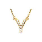 Diamond Initial Necklace — Initial Y, 14k Yellow Gold
